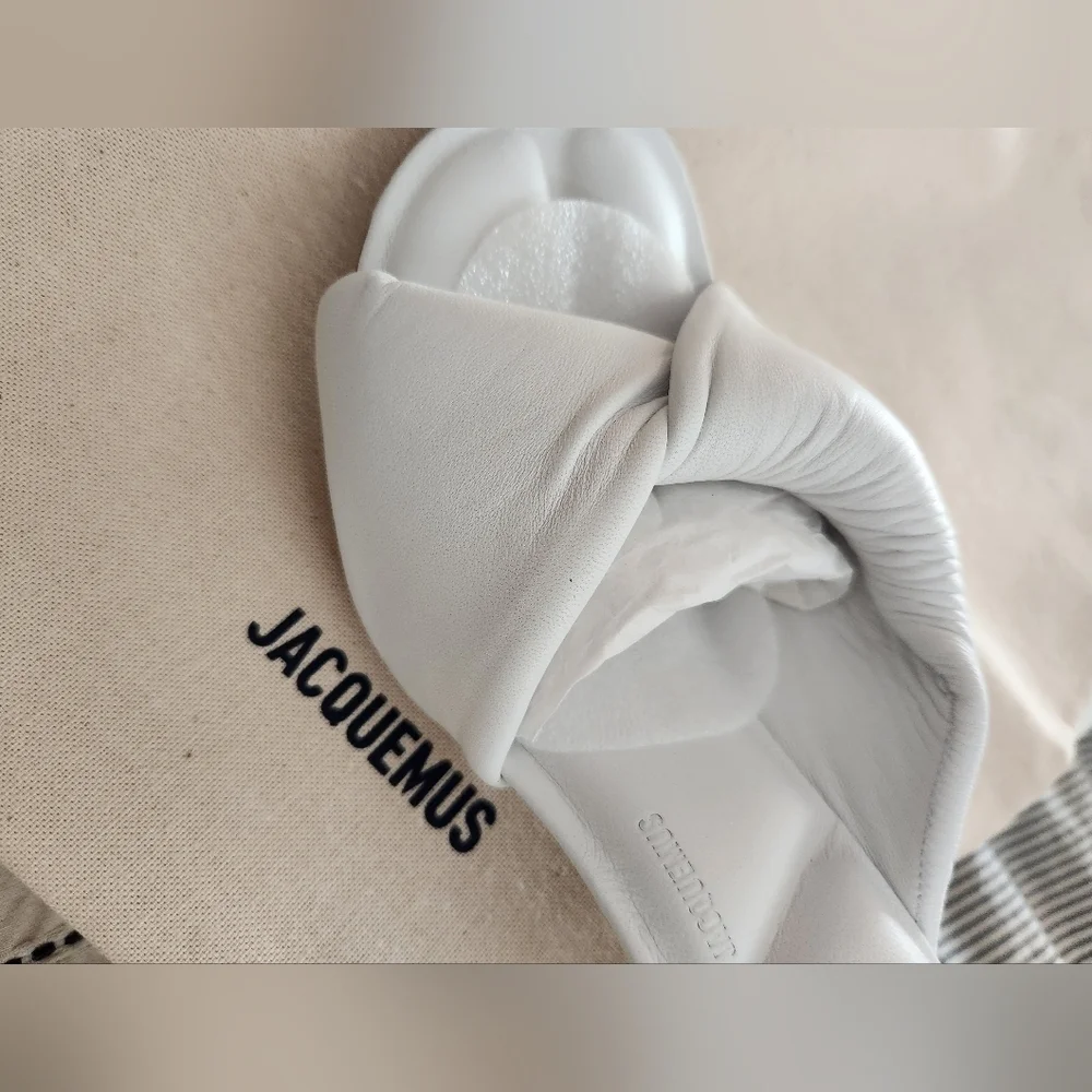 Jacquemus Bagnu White Leather Heels Size 7.5